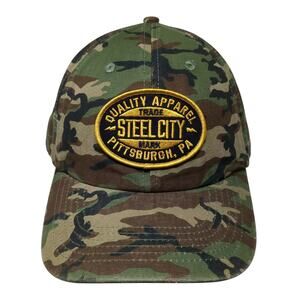 Steel City Baseball Cap Green Brown Pittsburgh Camo Embroidered Snapback OS Hat
